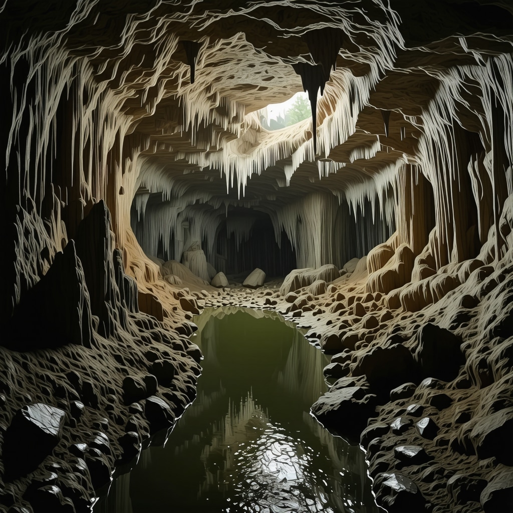 Detailed 3D model of Škocjanske caves showing karst formations and underground rivers with data overlays