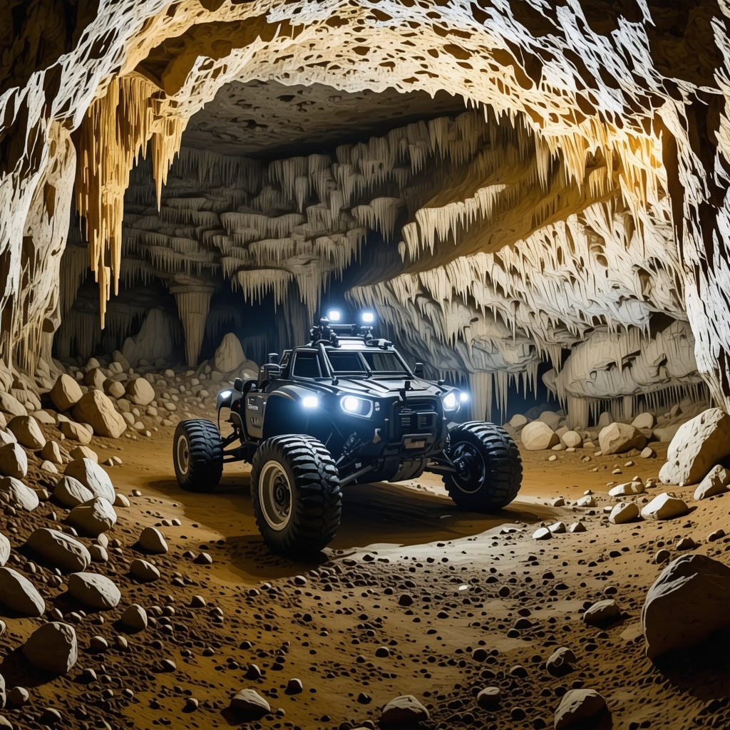 AI-driven drone and underwater robot exploring karst cave with 3D mapping and sensor technology