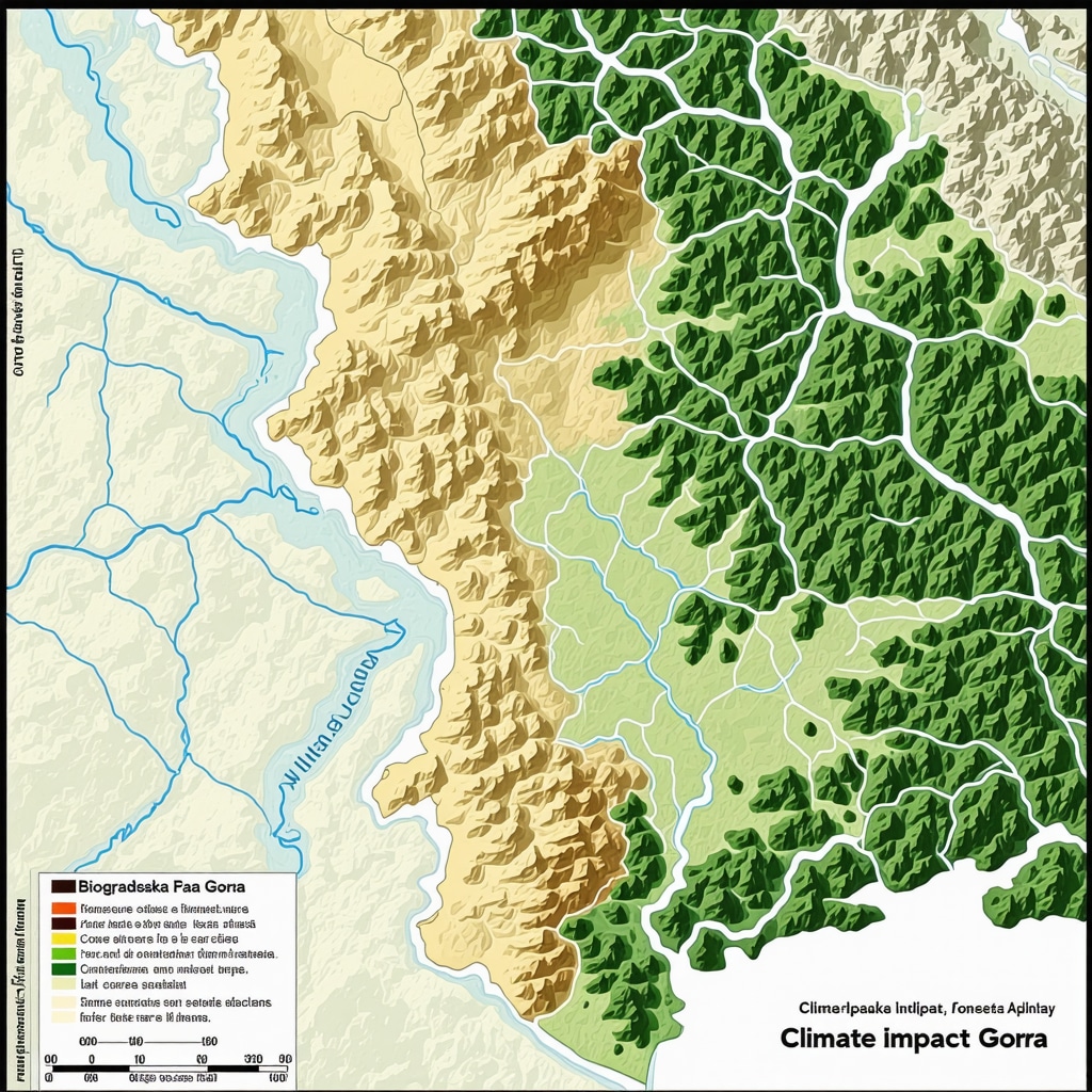 Digital GIS map illustrating climate impact zones and microhabitats within Biogradska Gora