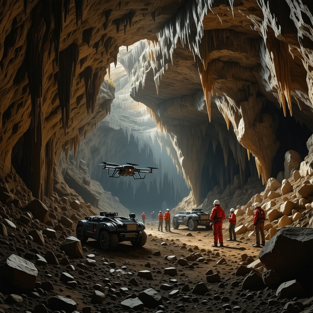 Drones and robots exploring Škocjanske jame limestone cavern with scientists