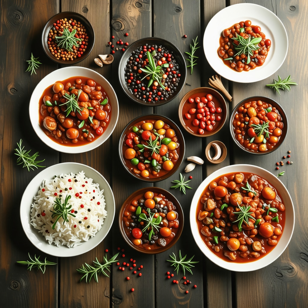 Traditional Kırklareli dishes with fresh herbs and spices on rustic table