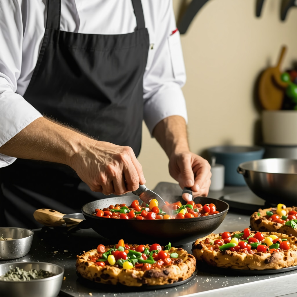 Chef using modern culinary tools to prepare traditional Tava Ciğeri in Edirne kitchen