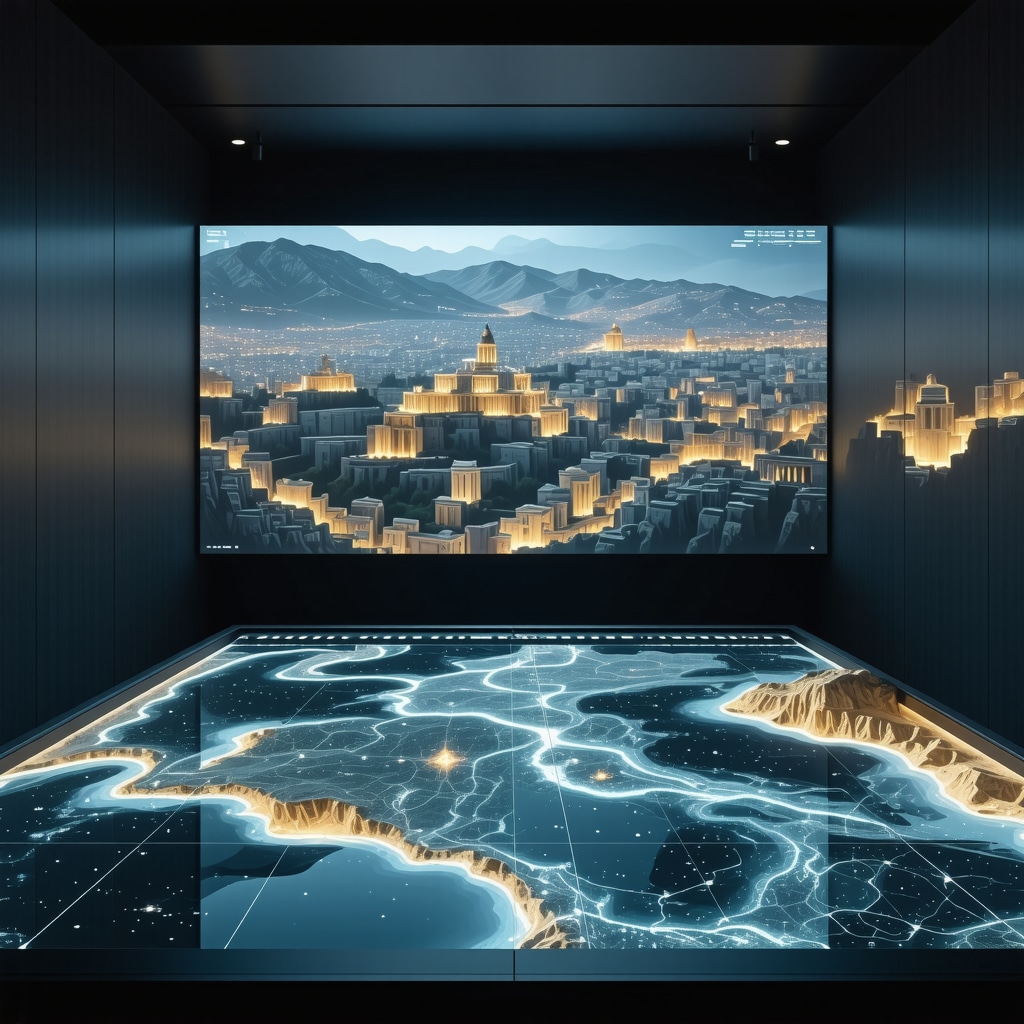 Experts analyzing 3D LiDAR and AI data of ancient Athenian ruins in a modern lab