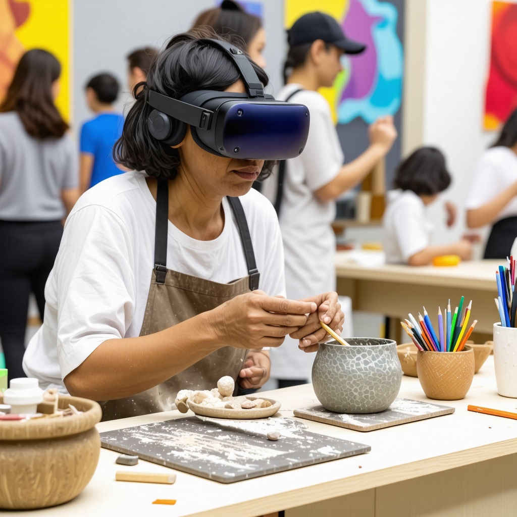 Artisans in Pristina combining traditional crafts with virtual reality technology in a modern creative studio
