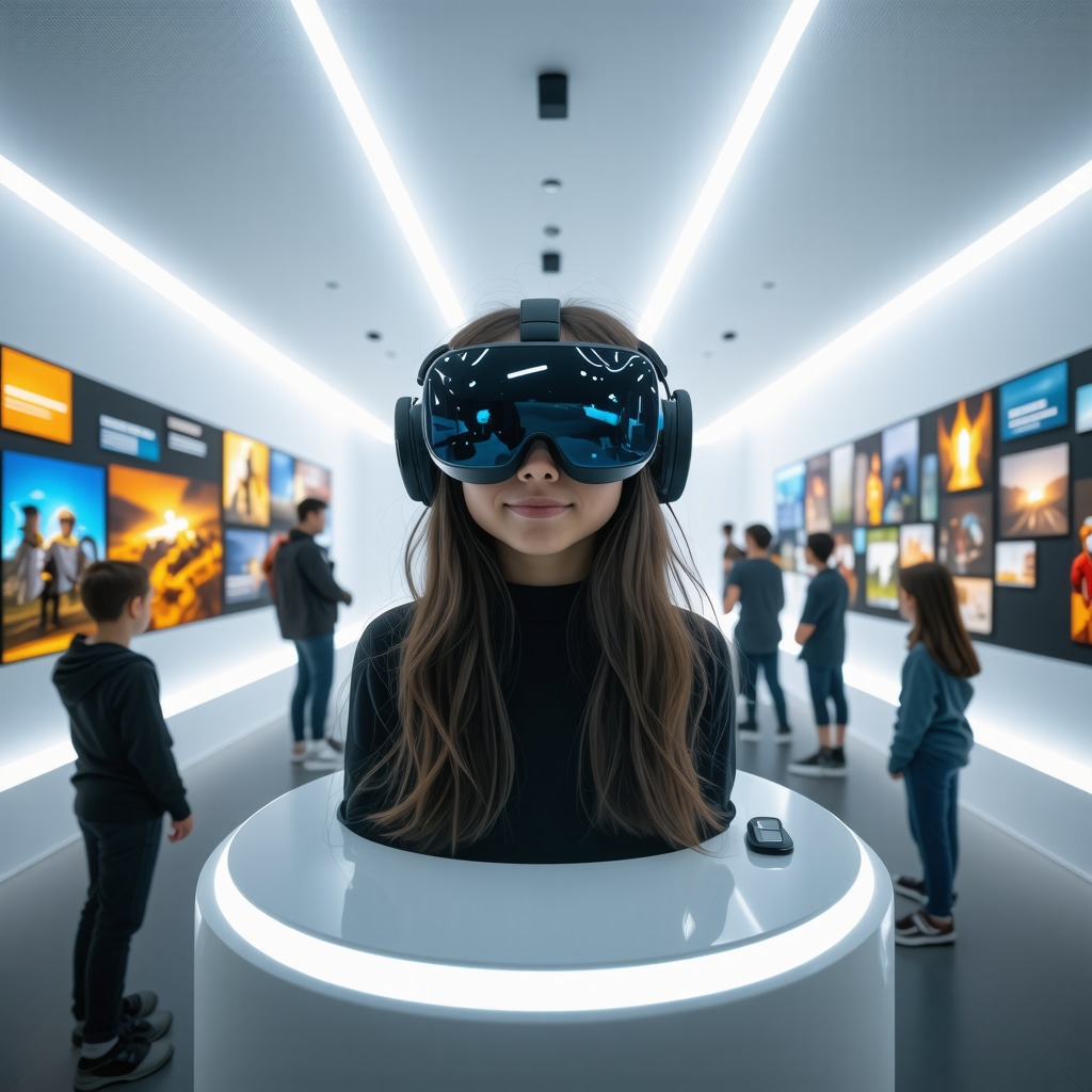 Visitors interacting with virtual reality and interactive heritage displays at a modern cultural center in Iași