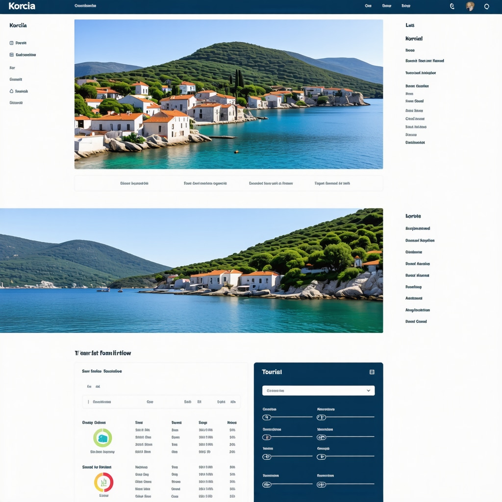 Digital dashboard displaying environmental and tourist data for Korčula's coastal management