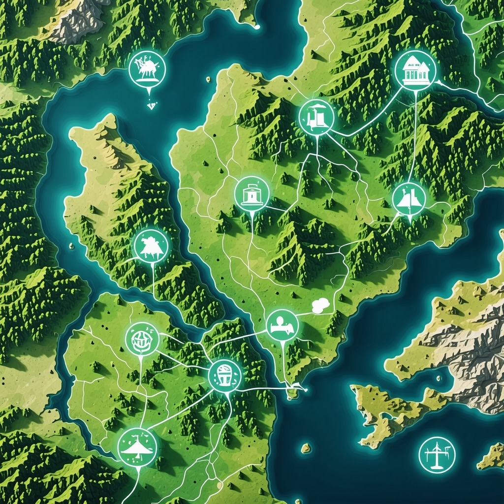 Map of Golubac region highlighting digital technology and ecological conservation symbols