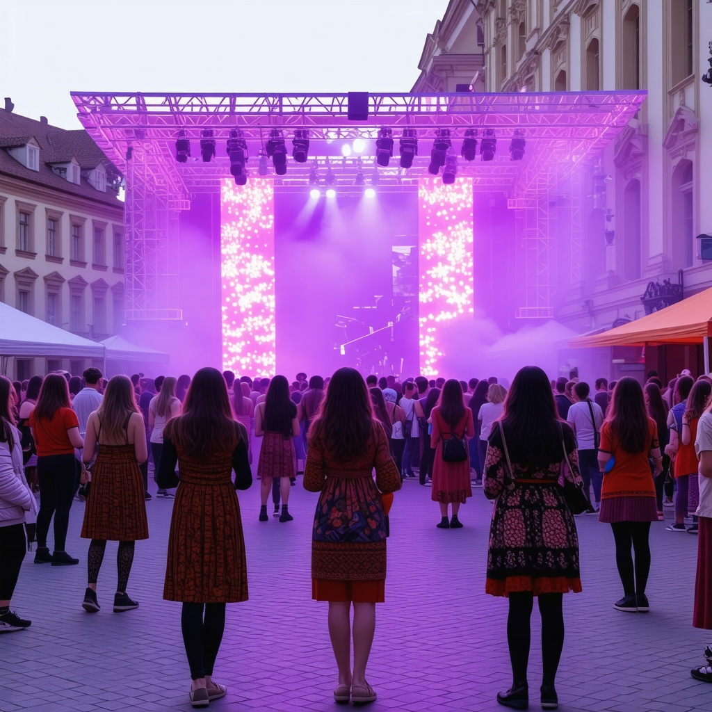 Festival scene in Sibiu with digital art and sustainable practices