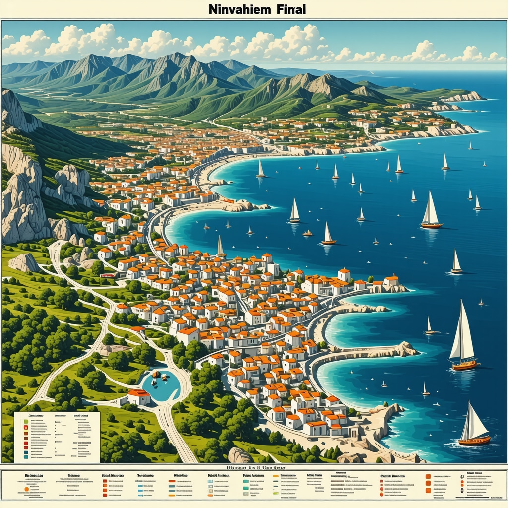 Digital map with tourist routes and natural reserves of Nin, Croatia, highlighting smart tourism and sustainability