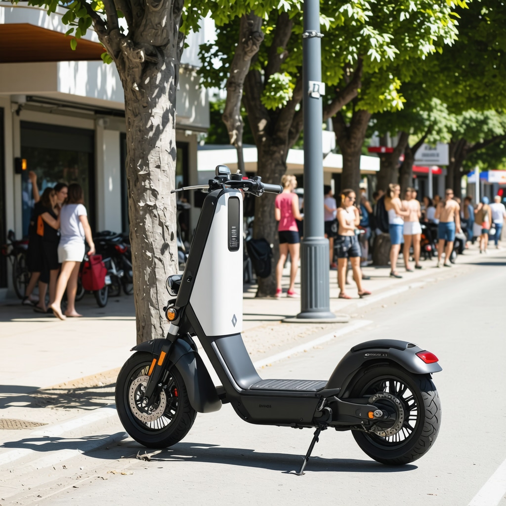 Tourists using digital apps near electric scooter charging station in Biograd na Moru