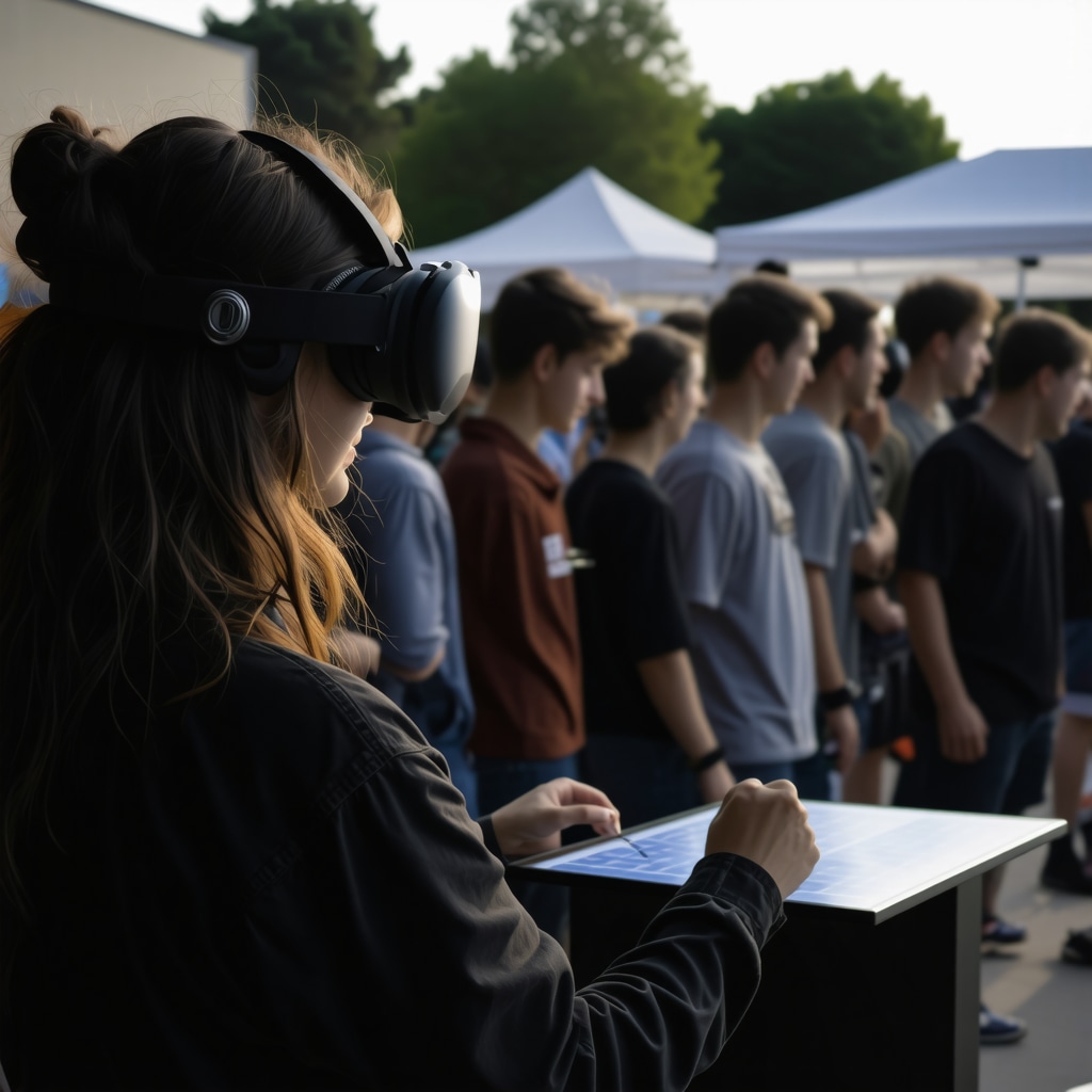 Futuristic cultural festival in Niš with AI technology and sustainable eco-friendly features