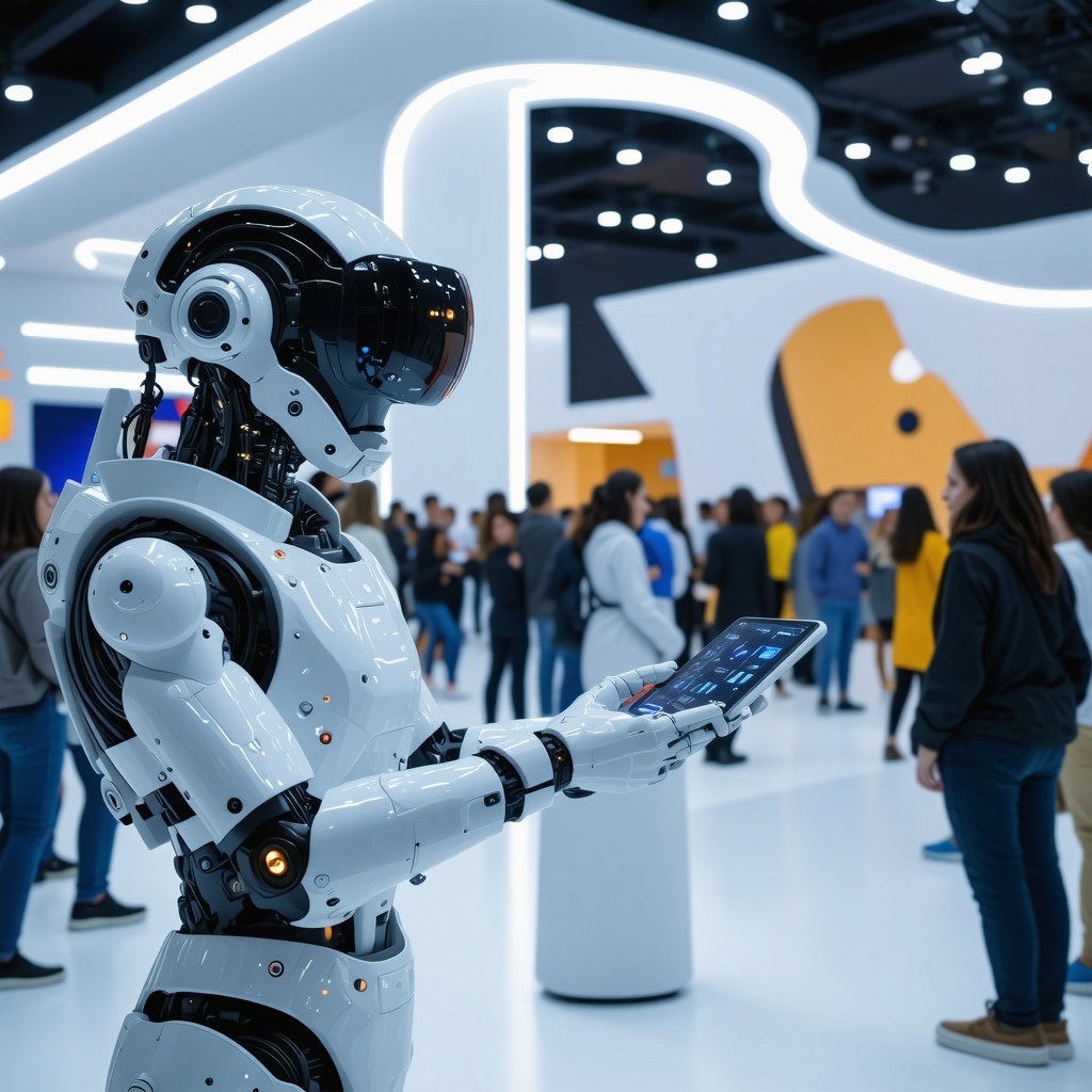 Crowd engaging with AI-driven interactive cultural exhibits at eco-friendly festival in Novi Sad