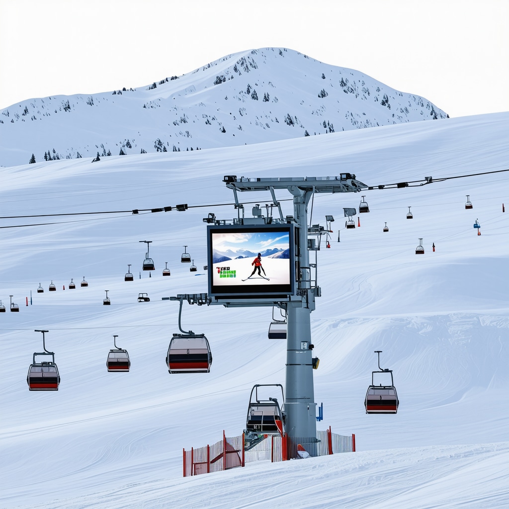 Panoramic winter view of Brezovica ski resort featuring modern ski lifts and digital technology enhancements