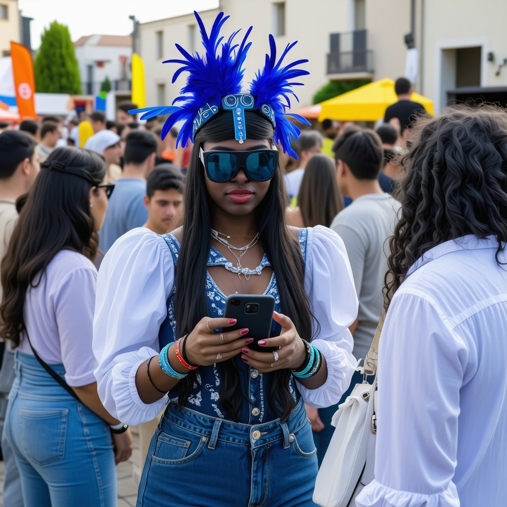 Crowd enjoying Patras 2024 festival with augmented reality and traditional costumes