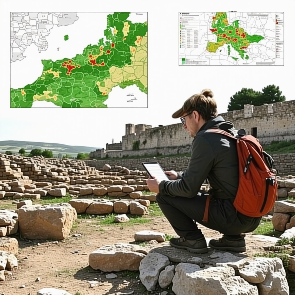Researcher using LiDAR and GIS technology for archaeological mapping in Niš
