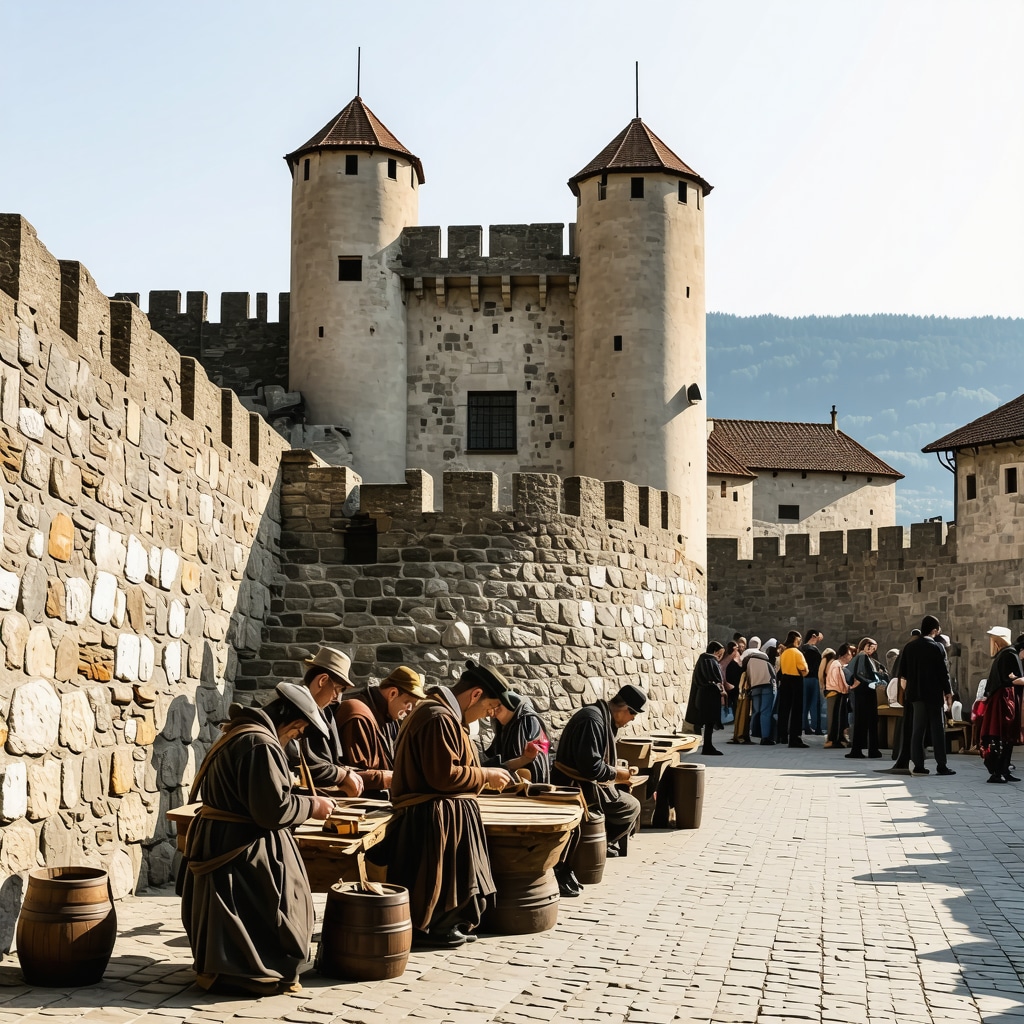 Medieval fortress of Sighișoara with craftsmen and technology for preservation
