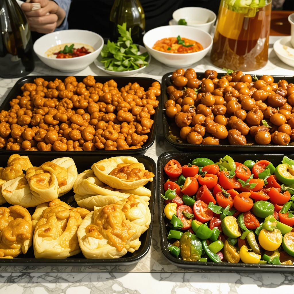 Colorful street food stalls in Skopje offering traditional Macedonian cuisine with modern presentation and sustainable practices