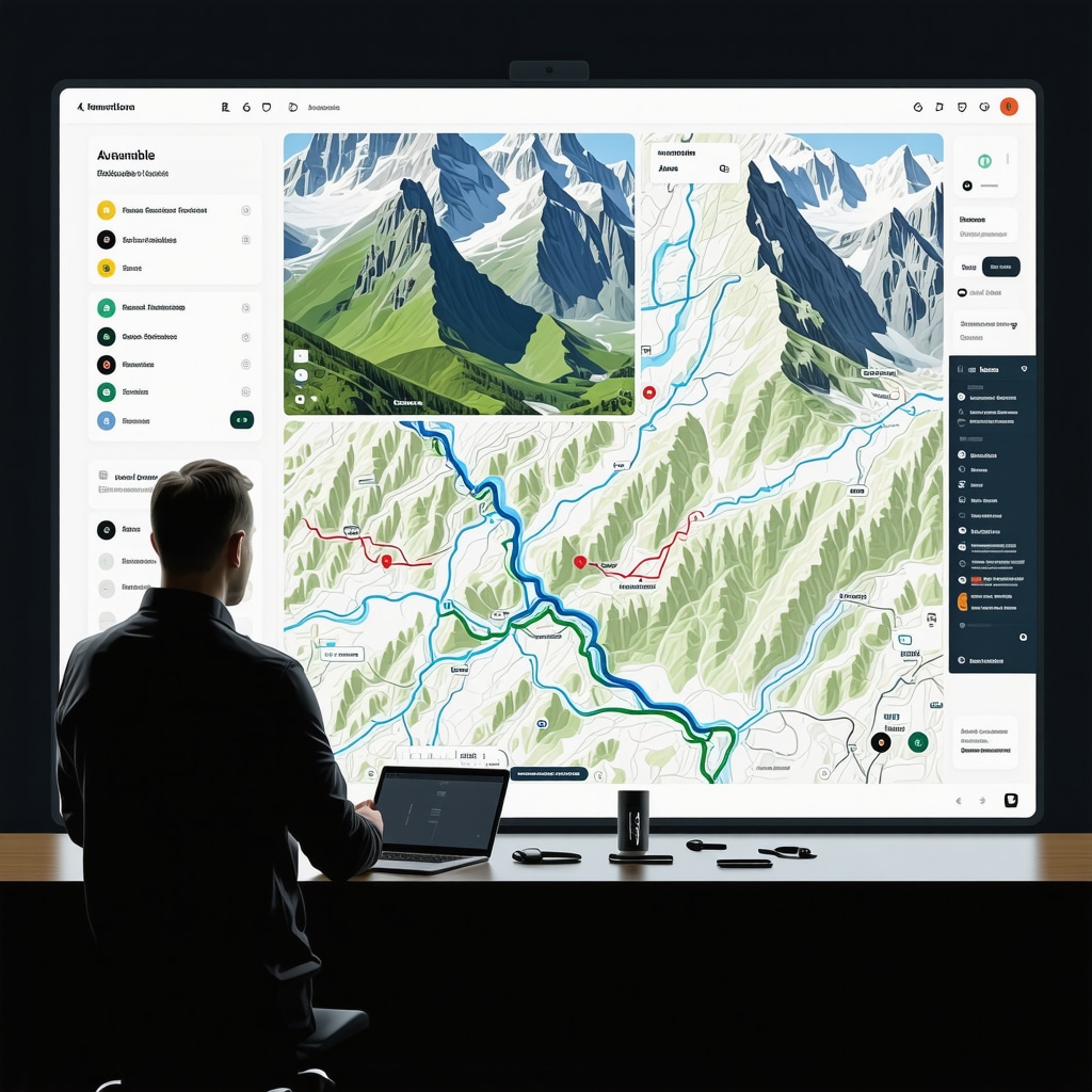 Digital control center with maps and IoT sensors monitoring rafting and hiking routes in Višegrad