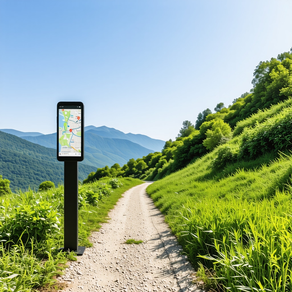 Hiking trail in Ljubuški featuring smart technology signage and digital augmented reality maps