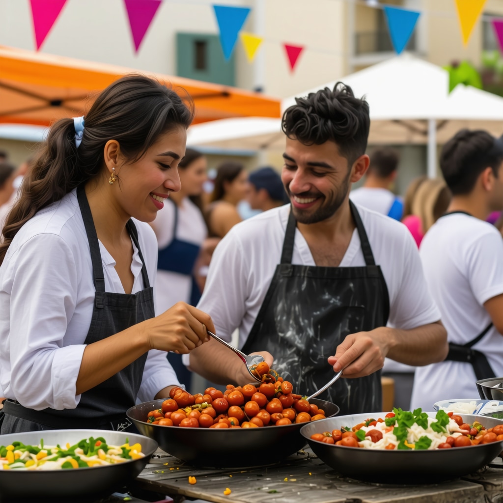 Street food festival in Drač with traditional Balkan and Mediterranean dishes and lively atmosphere