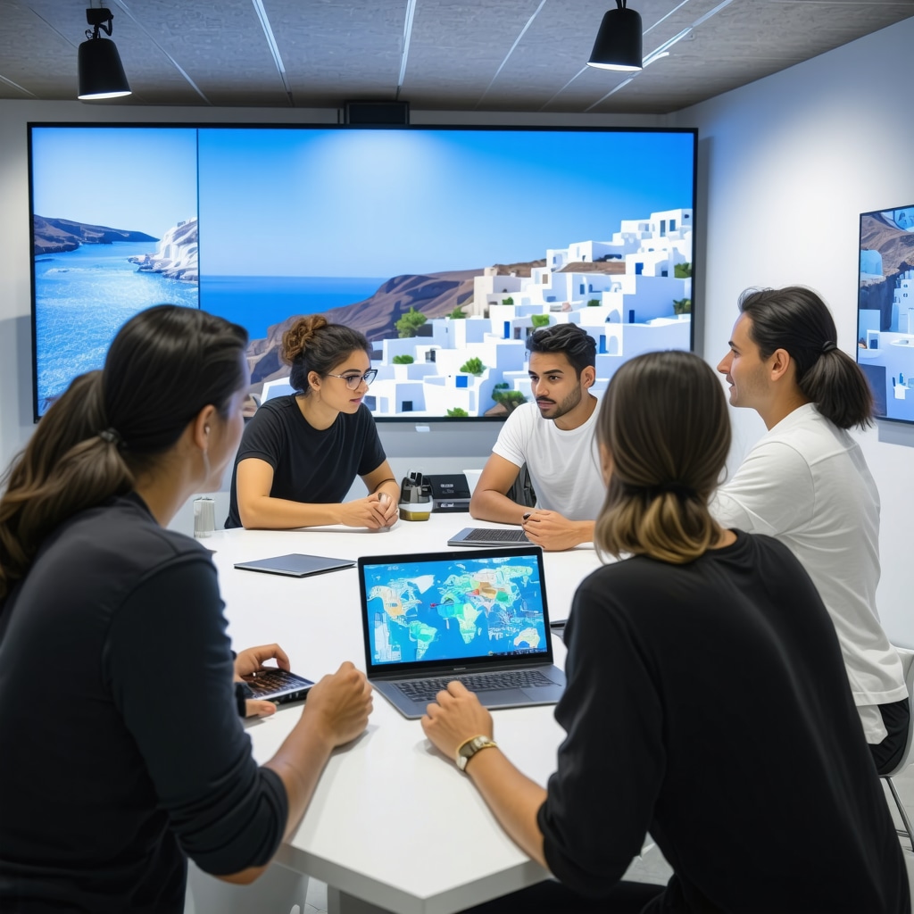 Digital sustainable tourism management center with local community collaboration on Santorini island