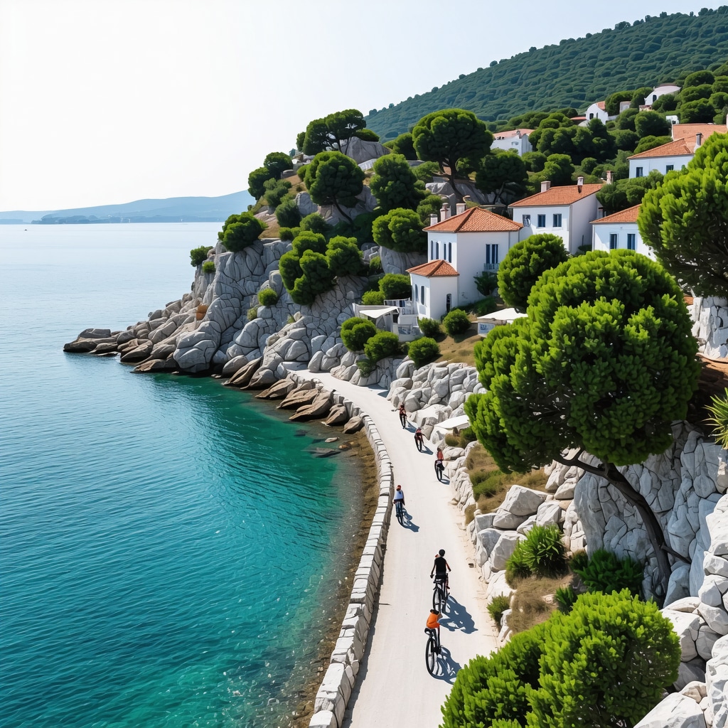 Aerial view of Biograd na Moru showing eco-friendly tourism features and natural landscapes
