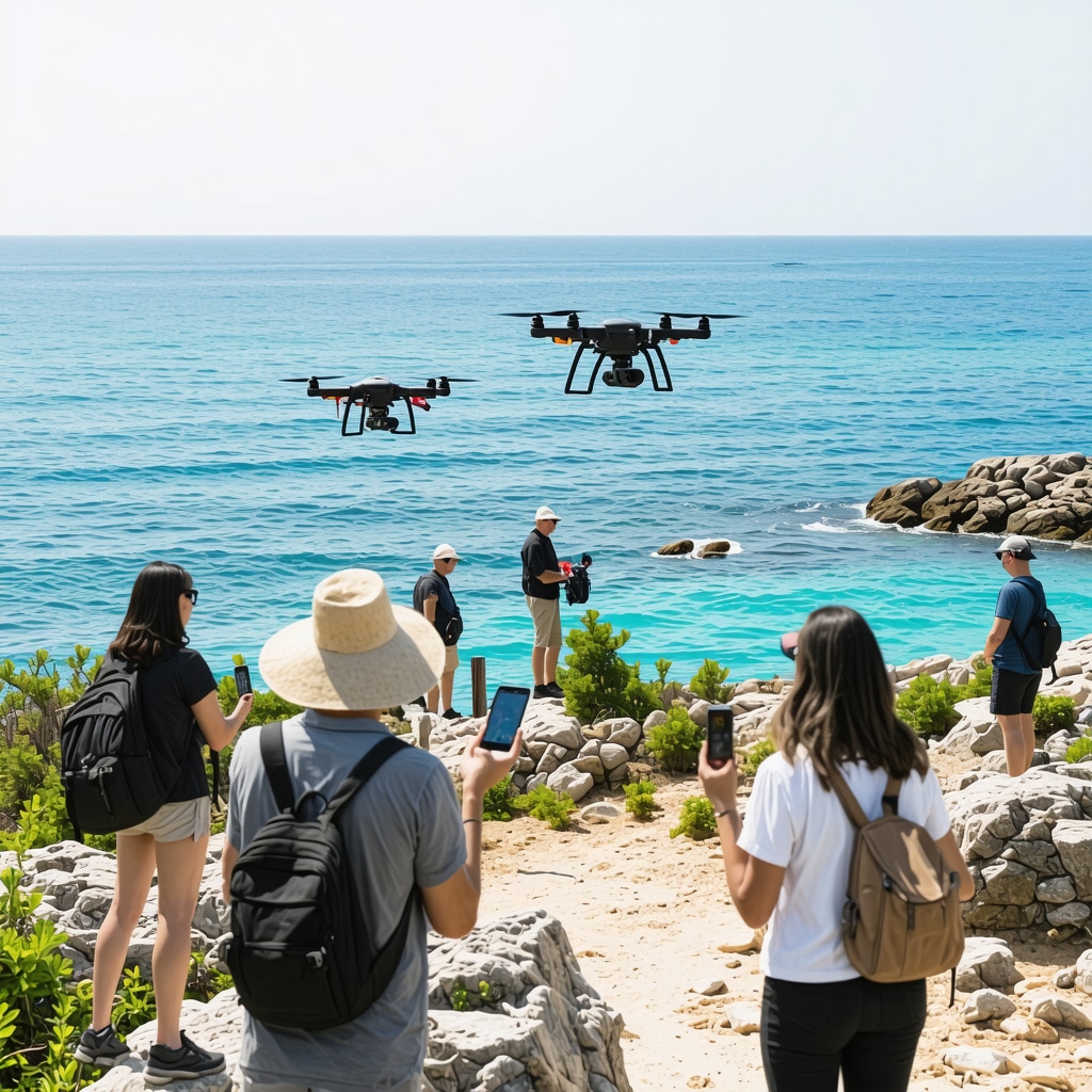 Illustration of IoT sensors and underwater drones monitoring marine life along Burgas coastline