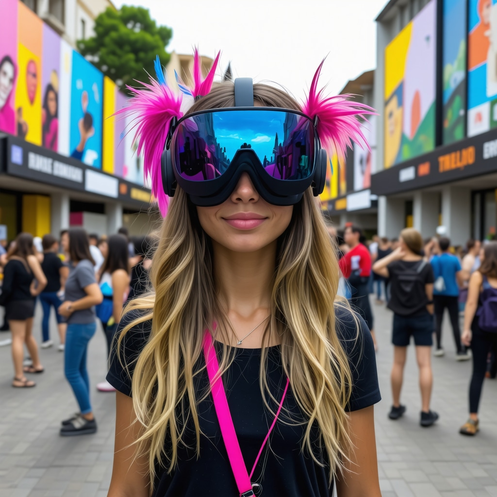 Crowd enjoying digital art installations with augmented and virtual reality at Tirana 2024 festival