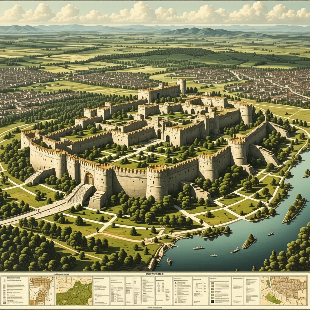 3D digital model of Edirne fortress highlighting architectural details and GIS data
