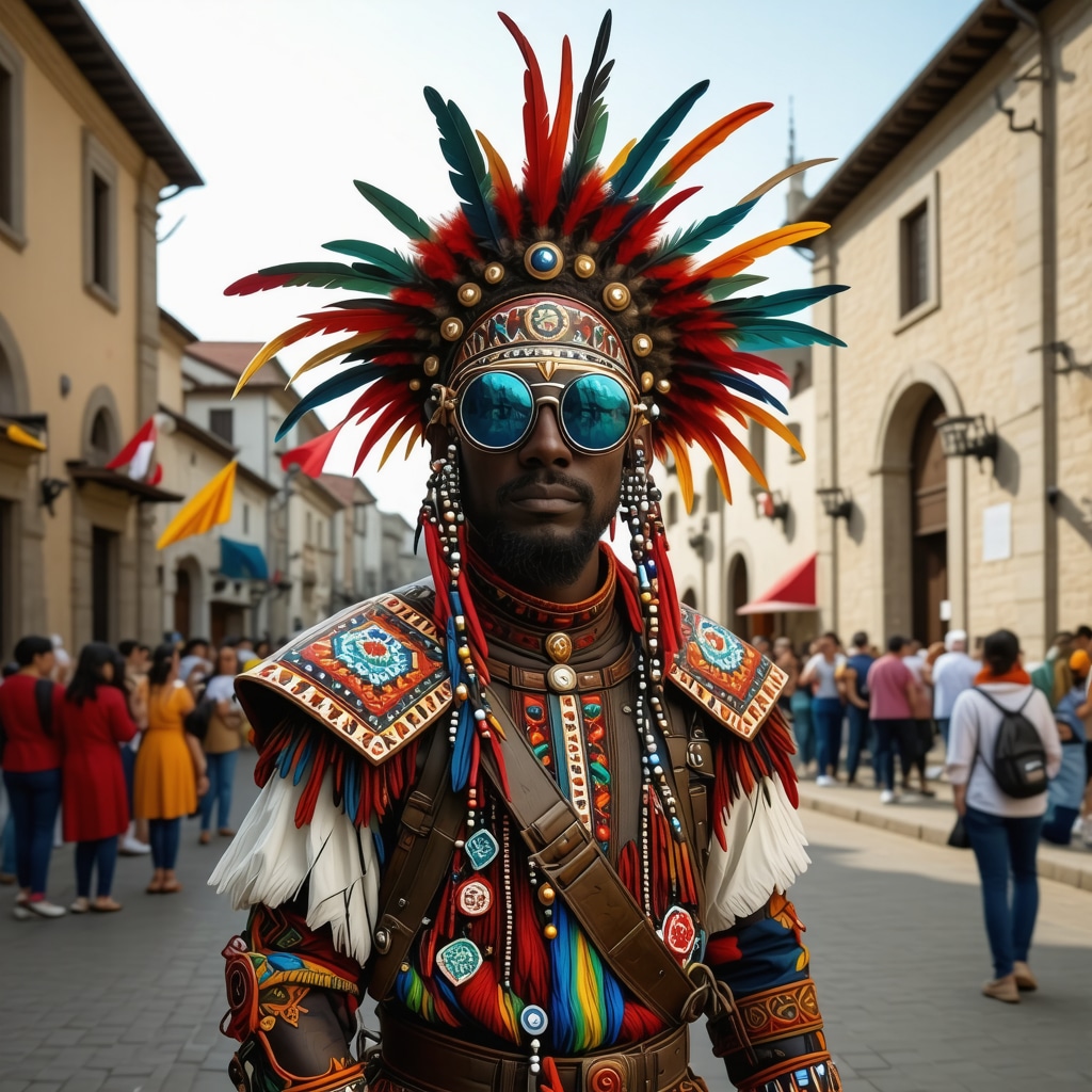 Digital augmented reality interface showcasing traditional Balkan festival elements in Novi Pazar