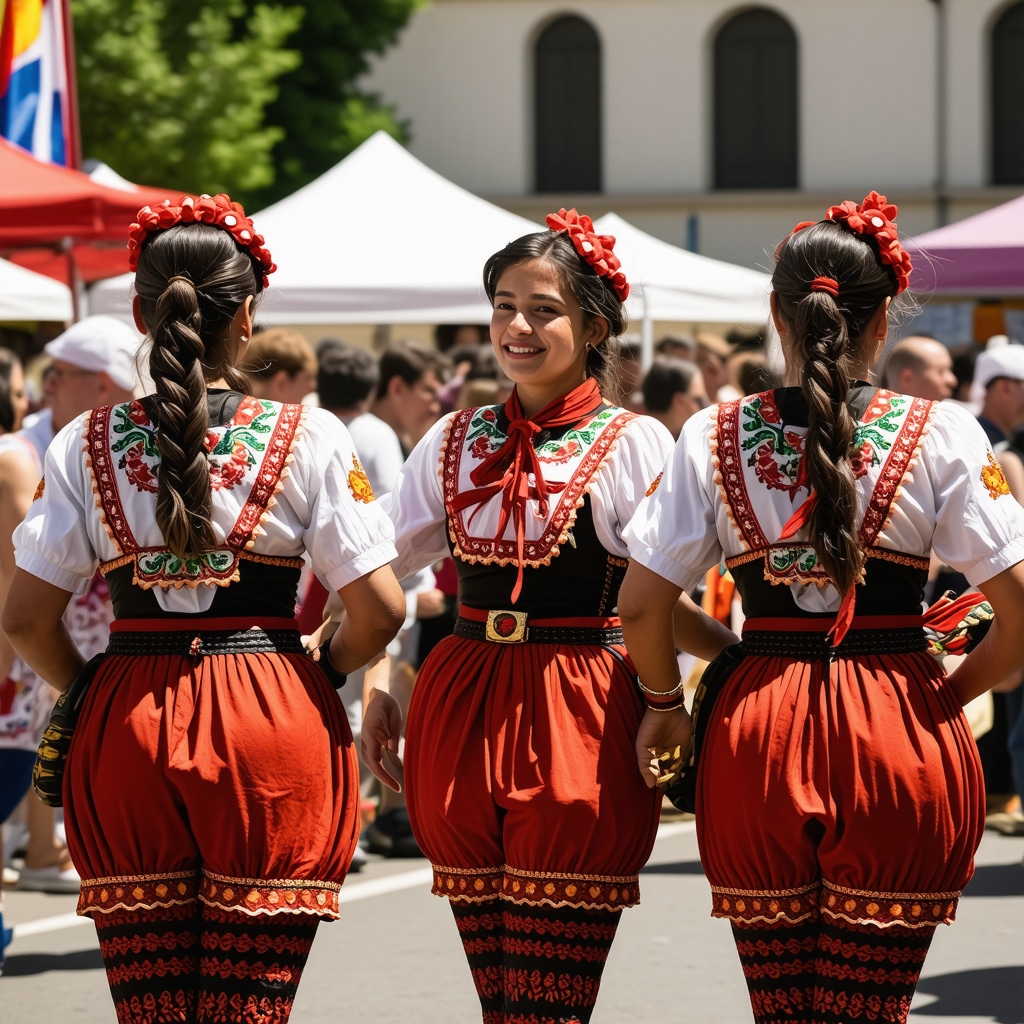 Traditional Balkan festival with music, dance, and colorful costumes.