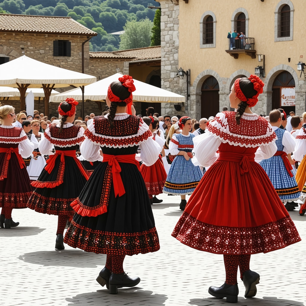 Lokalni festival u regionu Balkana sa plesačima u tradicionalnim nošnjama