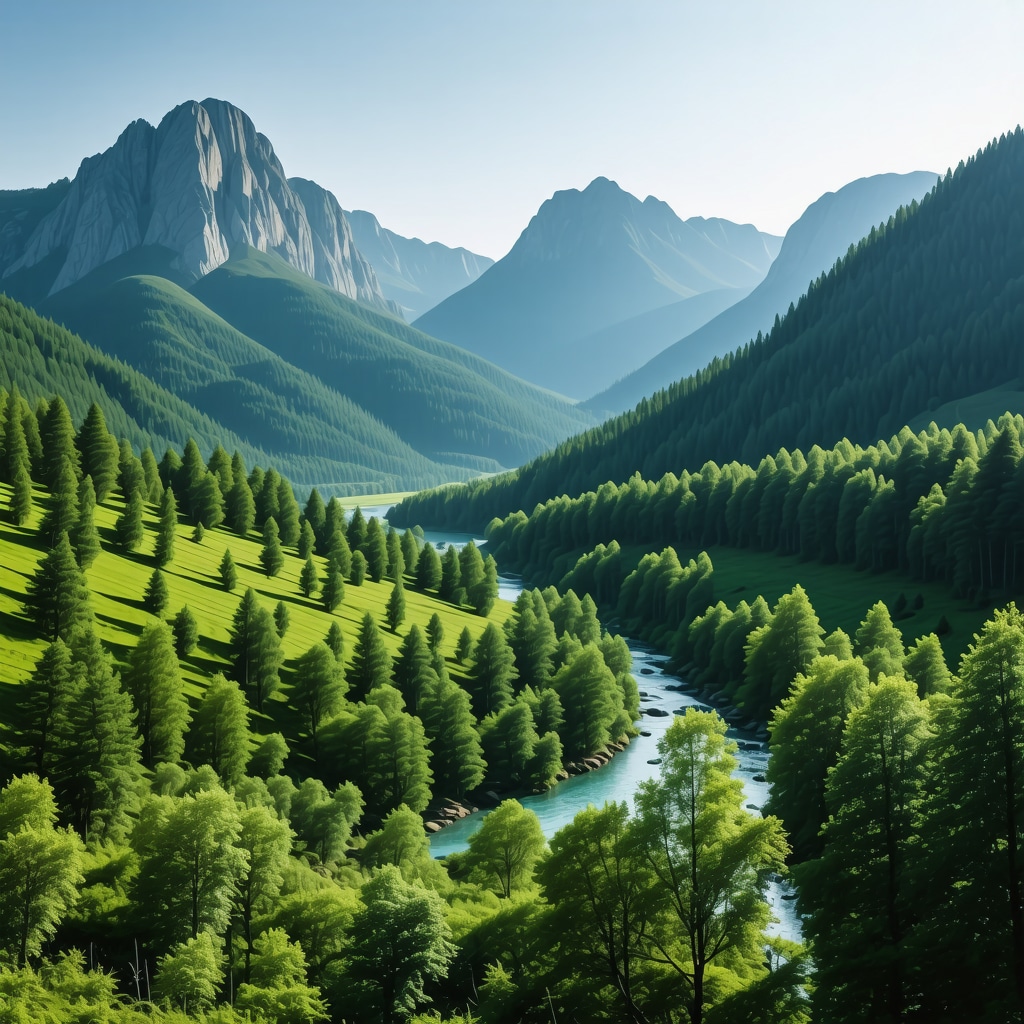 Scenic view of Balkan mountains, rivers, and lush forests, emphasizing natural beauty.