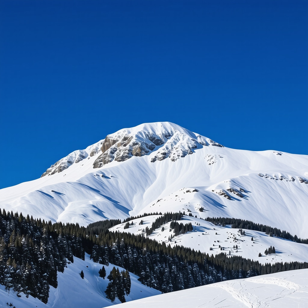 Snow-covered peaks and clear sky in Bansko during winter