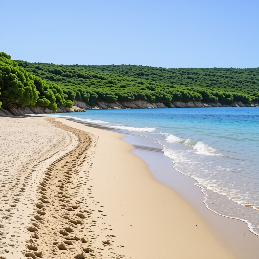 Beautiful view of Burgas beach with lush greenery and clear waters