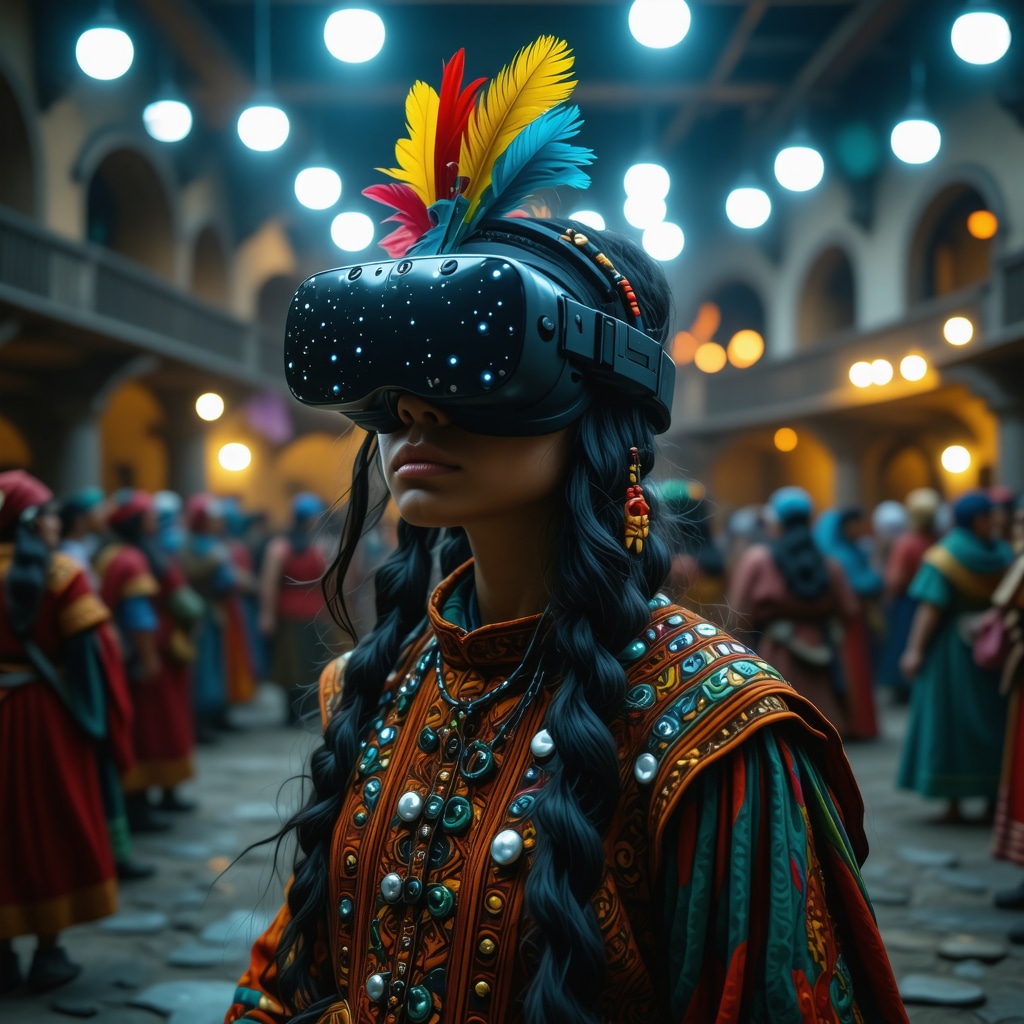 Hologram projection of Balkan traditional dance at a modern festival