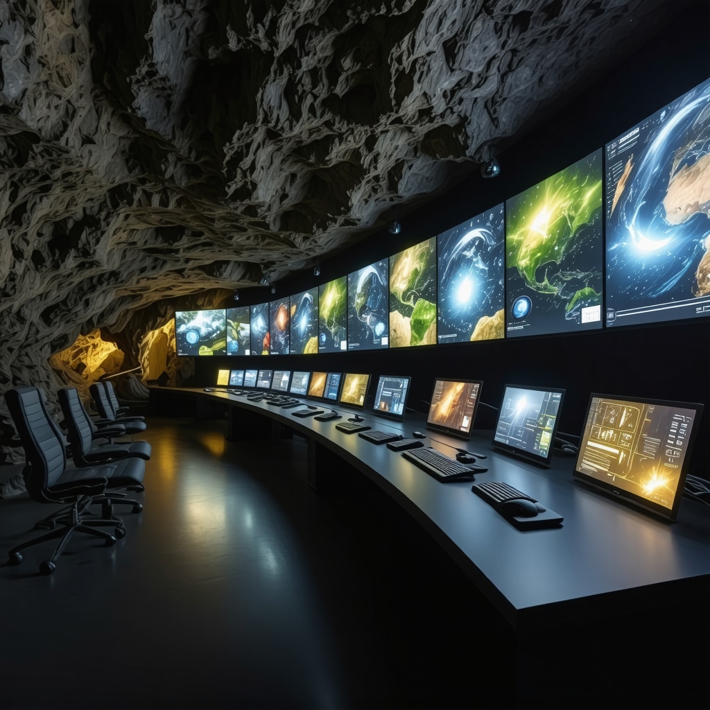 Monitoring room with digital displays for Postojna Cave environmental data