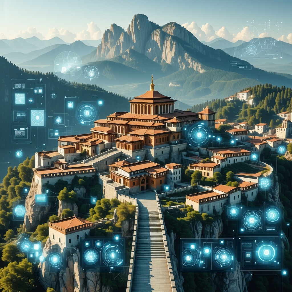 Visualization of AI and digital tools enhancing visitor experience at Rila Monastery