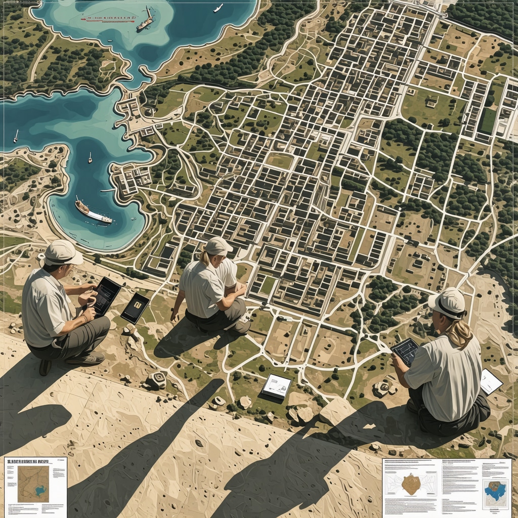 Expert researchers analyzing GIS layered maps and digital reconstructions of Çanakkale archaeological sites