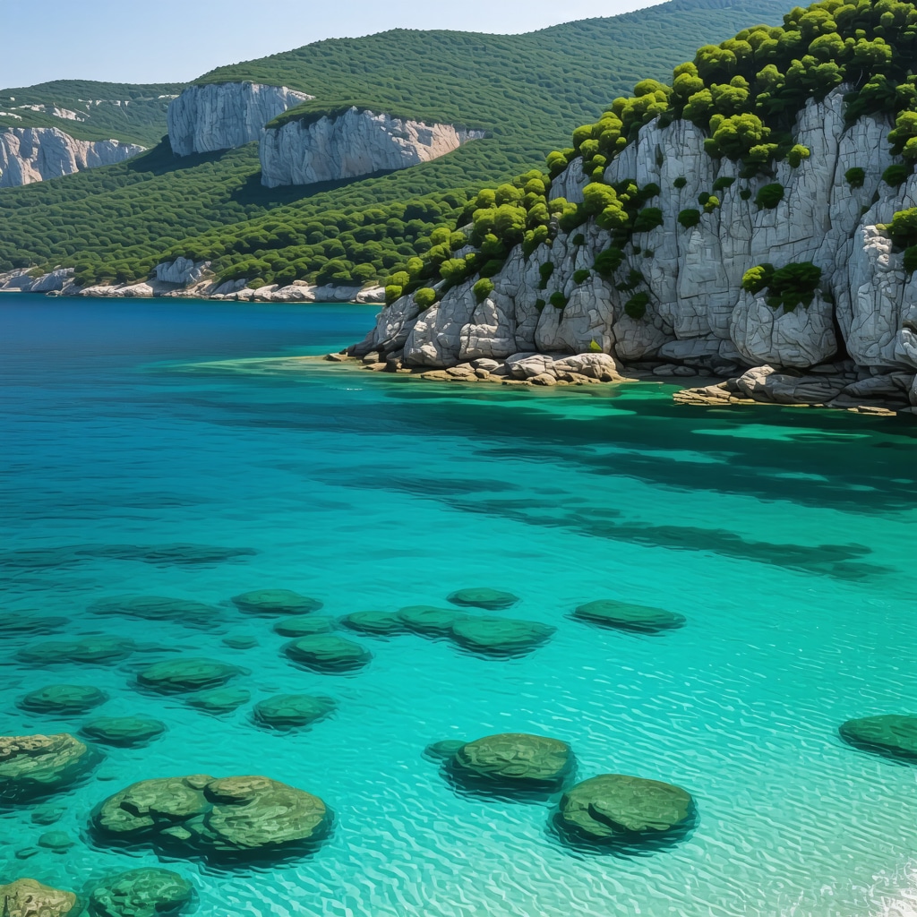 Majestic secluded Adriatic cove with clear water and lush greenery