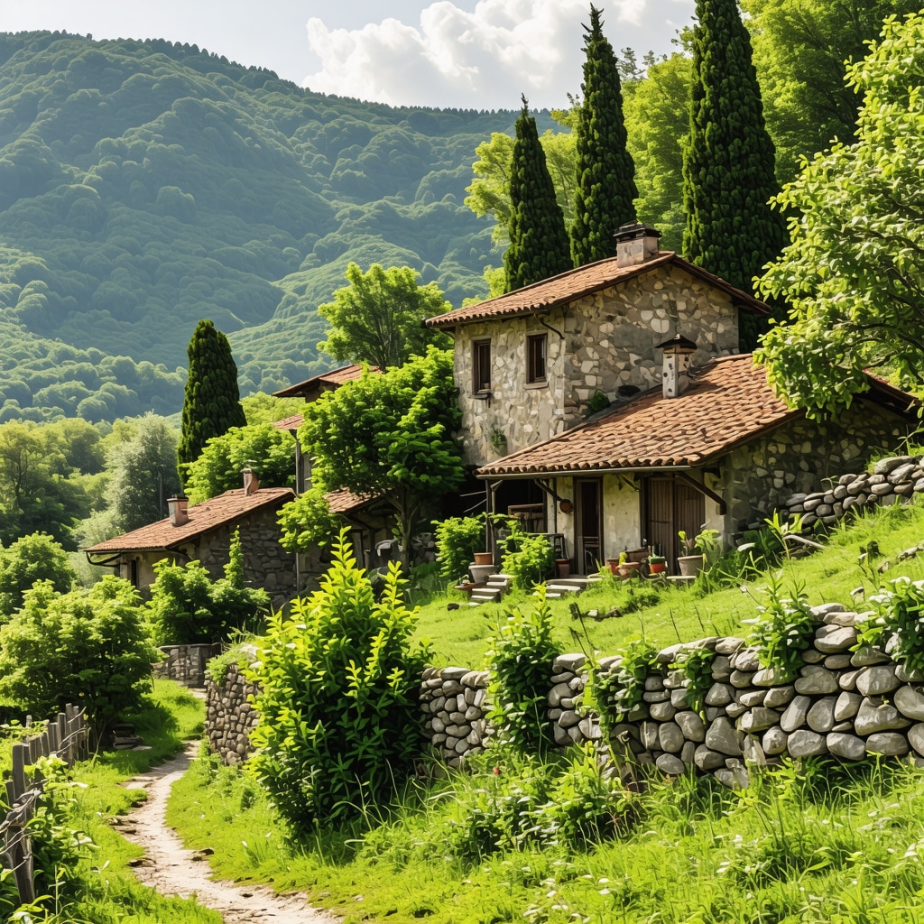 Traditional houses in a remote Balkan mountain village