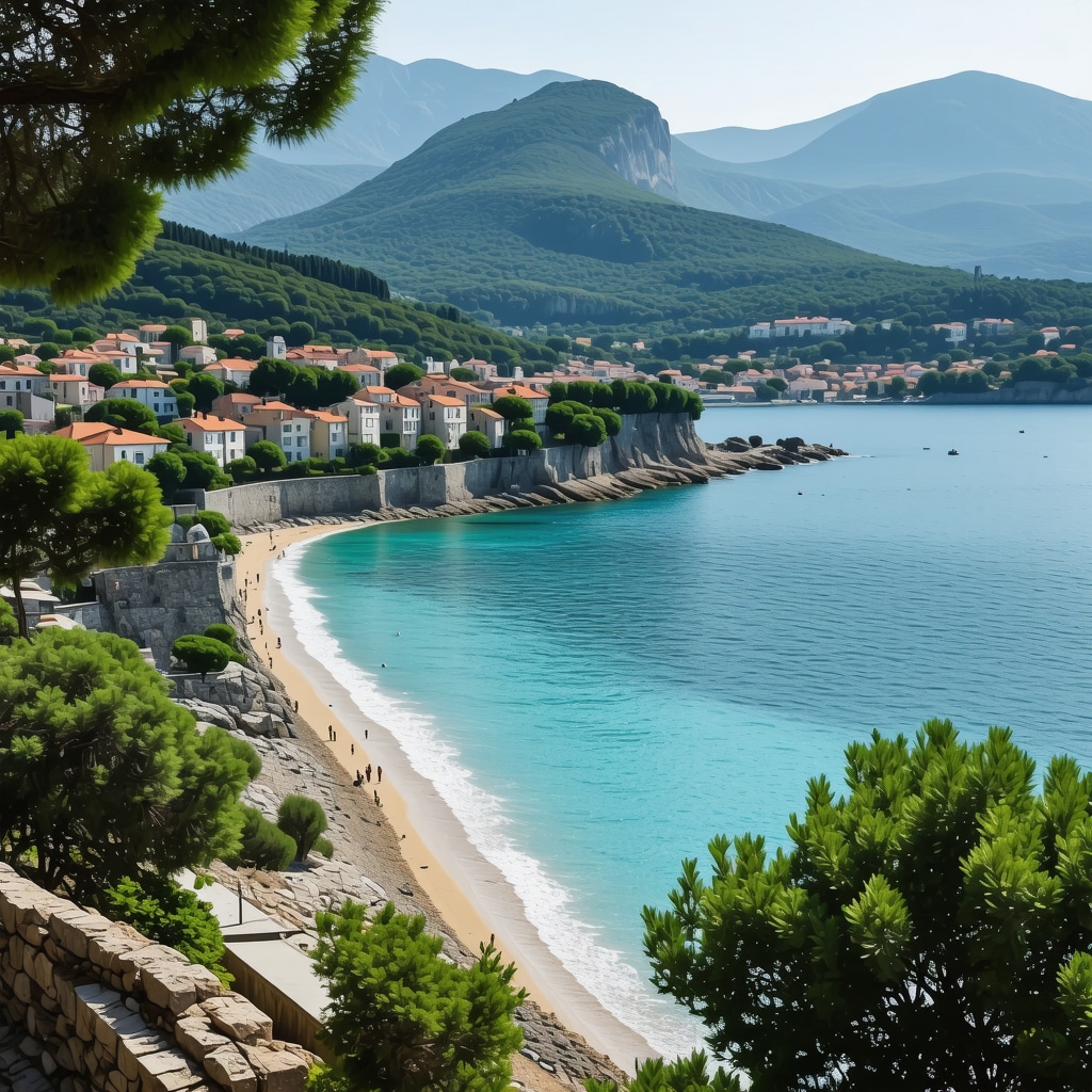 Scenic view of Budva's secluded beaches and historic old town