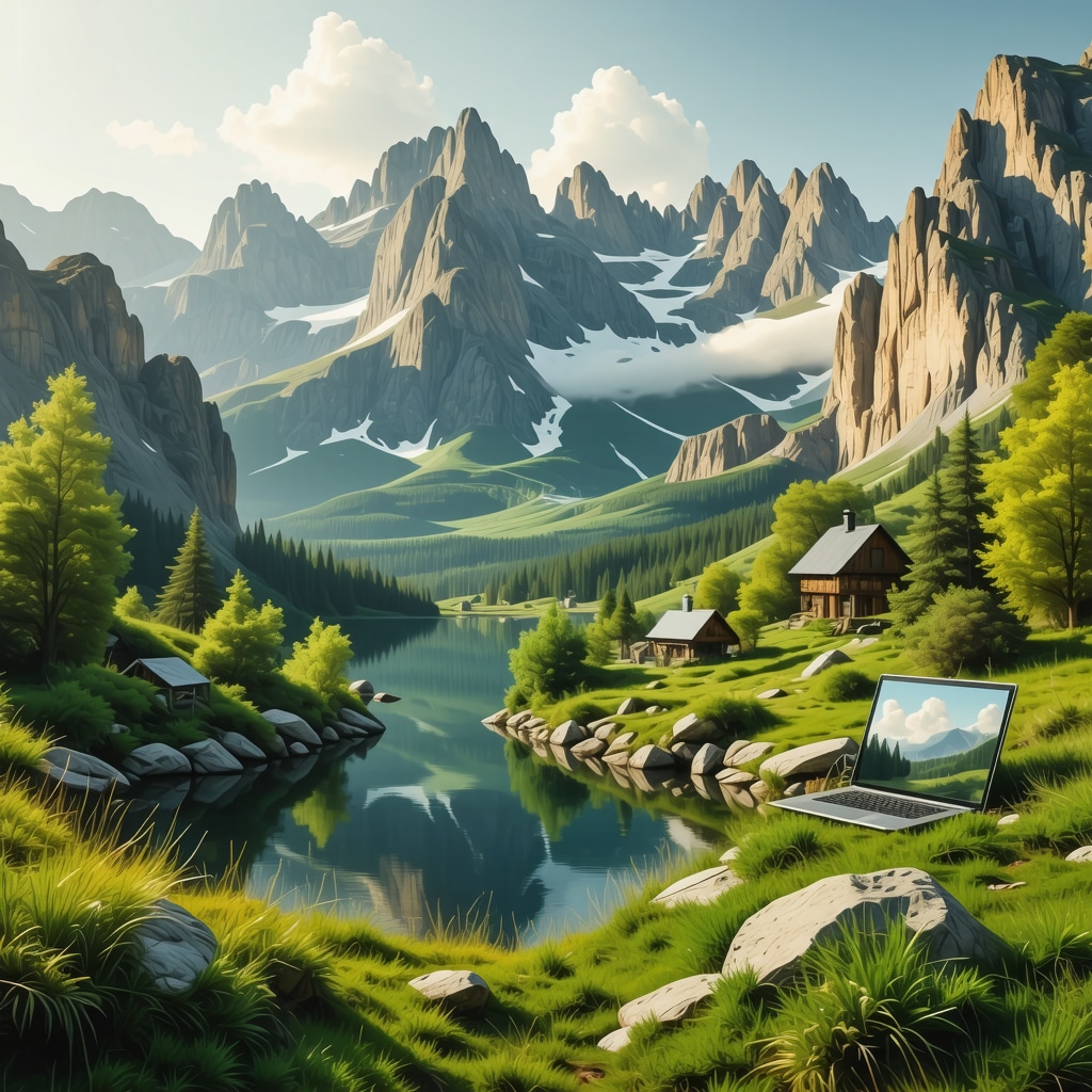 A vibrant Durmitor landscape showcasing eco-tourism and technological integration for conservation