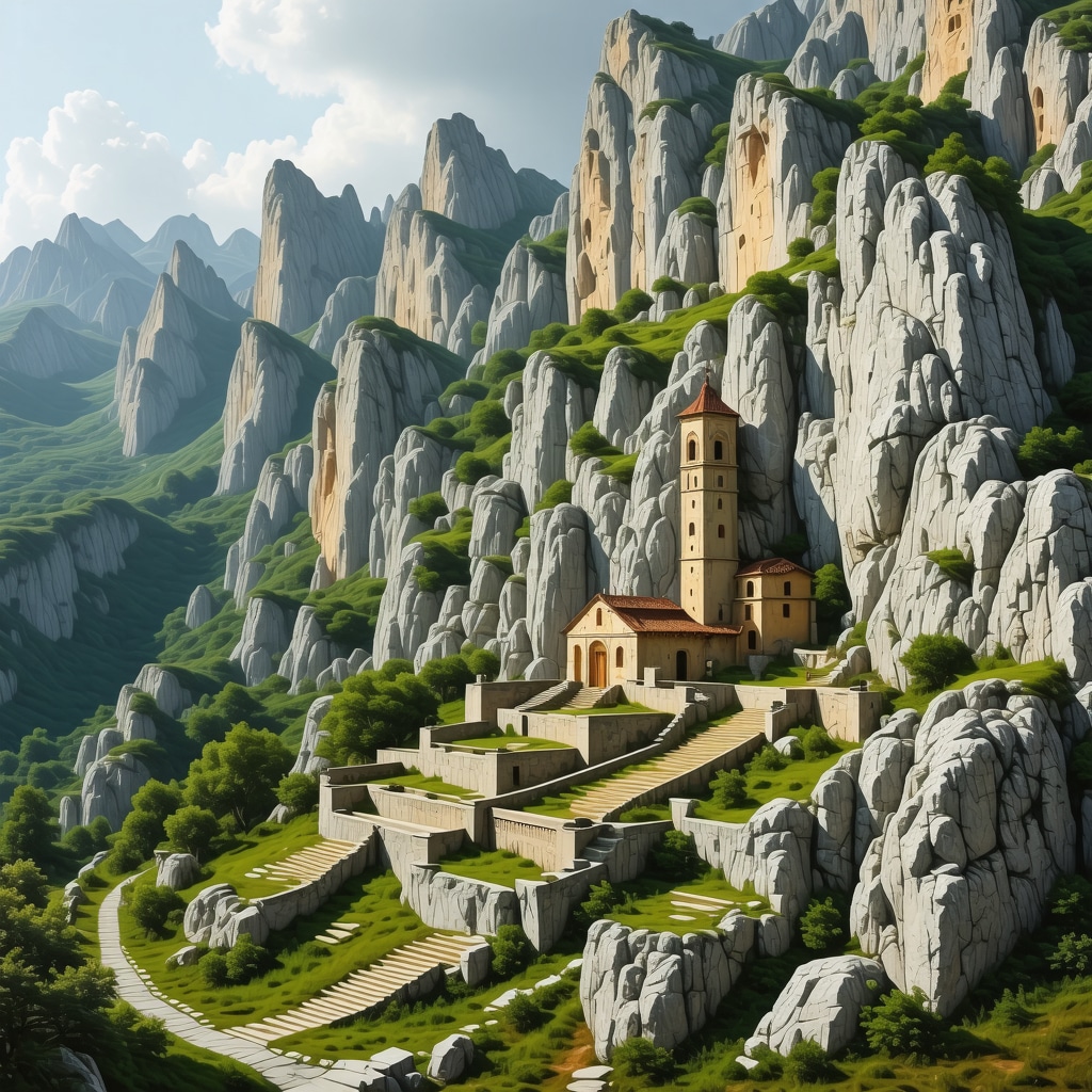 Geological and cultural layers of Lovćen with mountain scenery and historical monuments