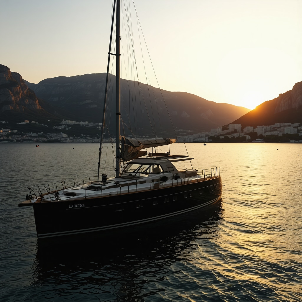 Luksuzna jahta plovi kroz Kotor Bay pri zalasku sunca, prelepa panorama