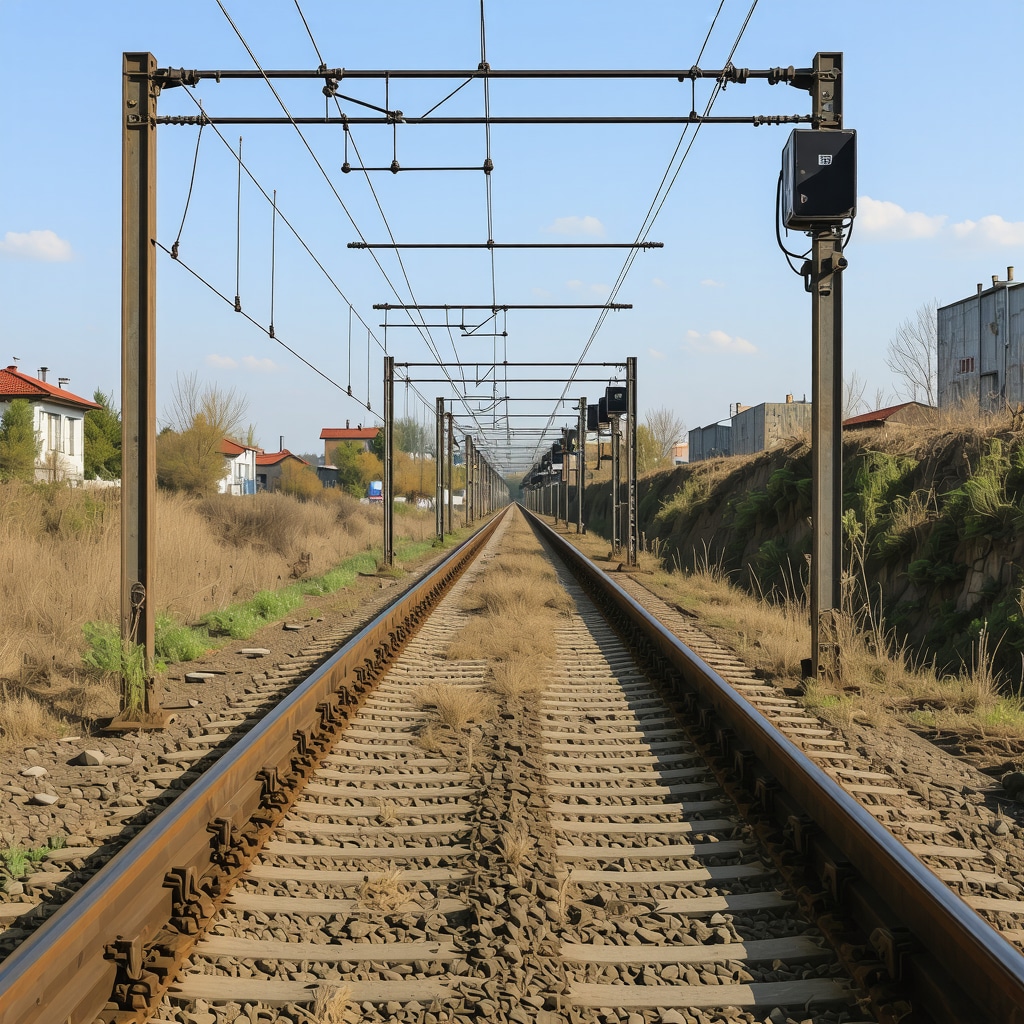 Balkan railway tracks equipped with IoT sensors for real-time monitoring.