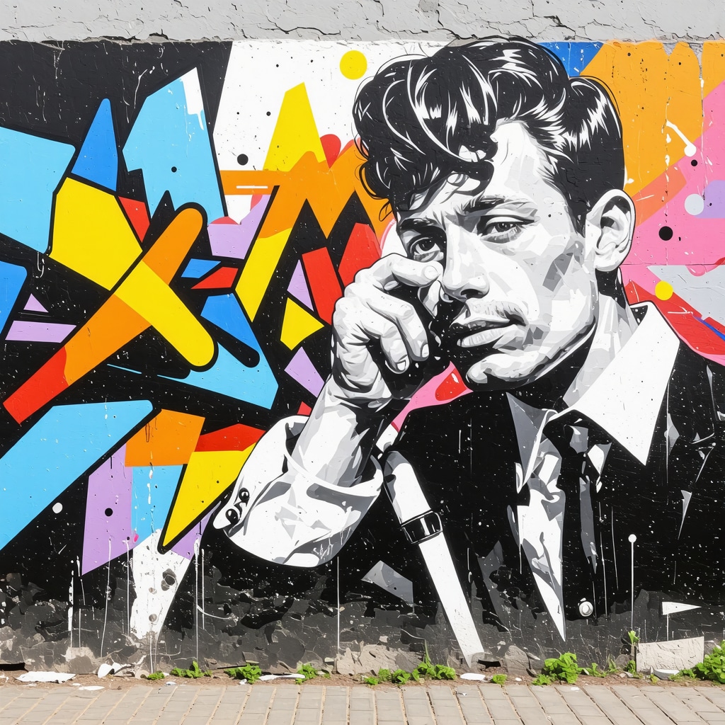 Colorful street art mural during festival in Plovdiv