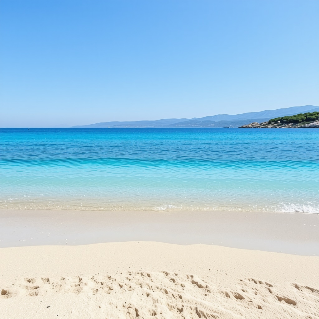 Scenic view of Sozopol beach with clear water and sunny sky