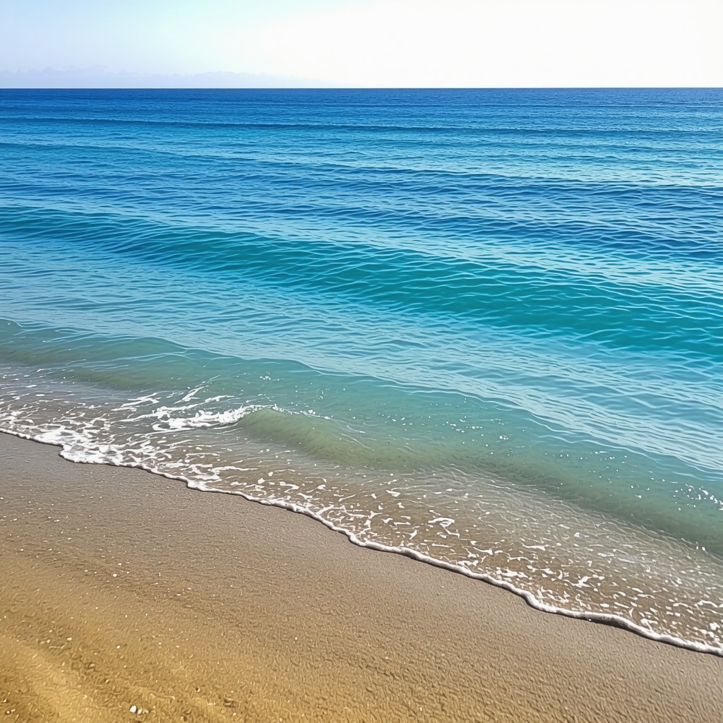 Sunset over the beach in Constanți with golden sands and blue sea.