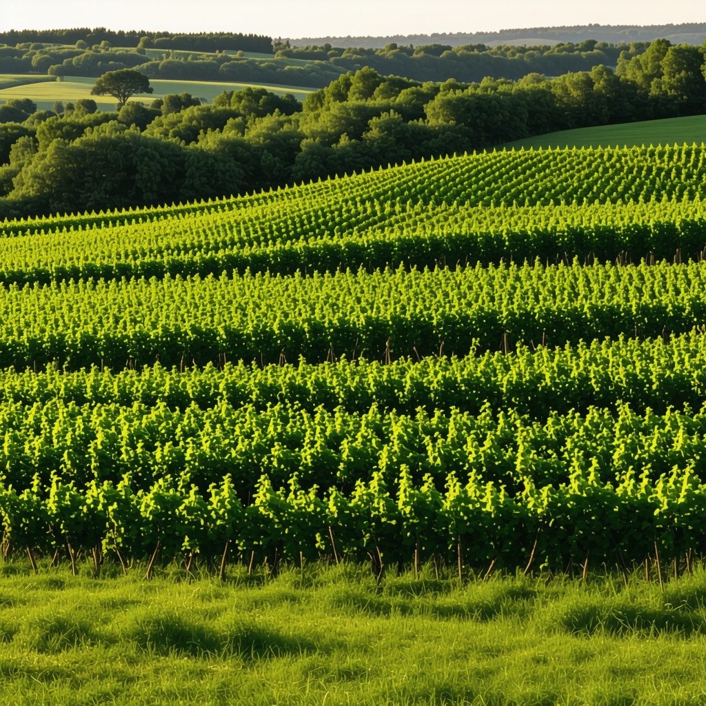 Vineyards in Tikveš with precision agriculture sensors and traditional wine barrels at sunset